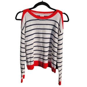 EUC Pepe Jeans Cold Shoulder Red White & Blue Striped Sweater